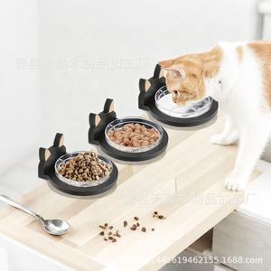 Support mural en bois pour gamelles de chat, design créatif en forme de tête de chat, support pour gamelles de chien et de chat, bois massif. - Product Image 3