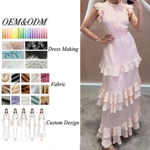 Clothing Manufacturers Wholesale Custom <strong>Fashion</strong> Ruffle Sleeve Casual Summer Women Elegant Maxi Dress - Product Image 2
