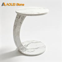 Table basse en marbre en forme de C, design moderne, portable et légère pour salon et chambre à coucher