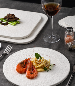 Juego de Platos de Cerámica Mate con Textura de Piedra Blanca, Estilo Bohemio |   Vajilla Ecológica y Duradera para Hoteles, Bodas y Restaurantes de Alta Gama, Venta al por Mayor - Product Image 2