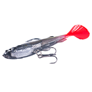 Corpo nero posteriore bianco 14g testa di piombo esca morbida <span class=keywords><strong>artificiale</strong></span> con gancio a triangolo per la pesca fiume lago in Silicone metallo - Product Image 5