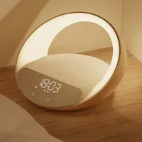 Speaker Musik BT Desain Baru 4 in 1 Nirkabel Bertenaga Baterai Jam Alarm Pengisian Daya Magnetik Nirkabel Lampu Malam RGB di Samping Tempat Tidur
