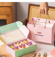 Boîte cadeau auto-élevante jetable pour macarons de boulangerie avec pelliculage mat et impression personnalisable pour desserts de fêtes