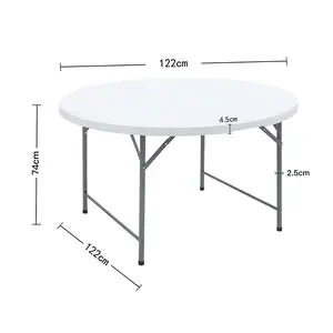 طاولة مستديرة حديثة 60 بوصة من البلاستيك الأبيض قابلة للطي لحفلات المناسبات بالجملة