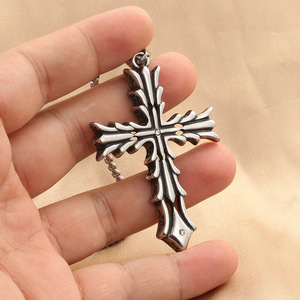 Stainless Steel <b>Cross</b> Pendant With Diamond Inlay Punk Style For Men 280299 - Product Image 4