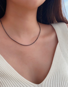 Collier Xinfly Black Diamond PT950, bijoux hypoallergéniques pour femmes, commande en gros, MOQ 2 pièces - Product Image 6