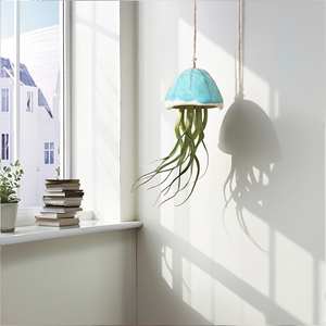 Novedad y creativa, decoración de cerámica para el hogar, piedra colgante, medusas, plantas de aire - Product Image 4