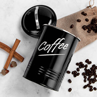 Ensemble de 4 boîtes en métal noir pour le comptoir de cuisine, contenants de rangement avec couvercles hermétiques pour le thé, le café, le sucre, la farine