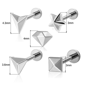 ASTM-F136 titane Zircon Piercing Tragus Helix Daith Lobe boucles <span class=keywords><strong>d</strong></span>'oreilles dos plat fil interne Labret - Product Image 2