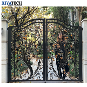 Xiyatech Sang Trọng Đôi Nhà Vườn An Ninh Nướng Thiết Kế Trượt Đu Sắt Cổng Đường Lái Xe Cổng Lối Vào Chính Rèn Sắt Cổng - Product Image 5
