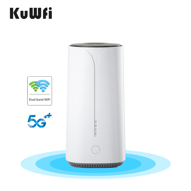 KuWFi 128 Users Indoor Wireless Internet Router CPE 5G Modem X62 Chip Dual Band AX3000Mbps Gigabit Lock Band SIM Card 5g Router