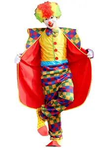 Disfraz de payaso de circo divertido para adultos de Halloween de alta calidad para hombres, mono, conjunto de vestido de Joker de Navidad, regalo de Carnaval