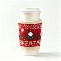 Manchon de tasse à café réutilisable MSYO avec logo personnalisé, en crochet, style pull de voyage, pour thé ou glace, motif pull de Noël