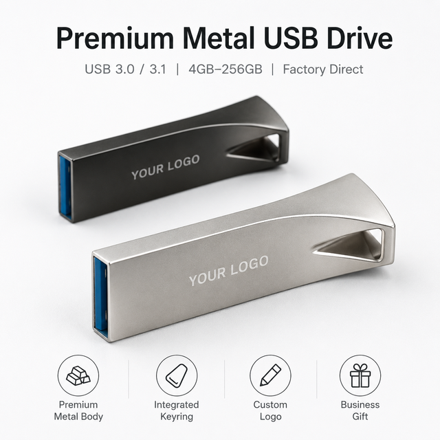 Metal USB 2.0/3.0 High Speed Flash Drive 32GB/64GB CE Certified 1-Year Warranty with Laser Logo Business Data Storage Pen Drive