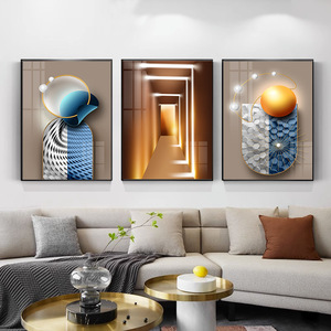 Decorazione domestica geometria arancione Poster di lusso arte da parete Cuadros pittura su <span class=keywords><strong>vetro</strong></span> moderno immagini opere d'arte stampa su tela astratta - Product Image 3