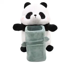 New arrival panda trash animal toy hot selling plush tissue box car trash animal