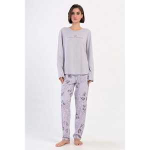 Conjunto de Pijama de Gasa de Algodón para Mujer, Cuello Redondo, Manga Larga, Talla XXL, Cierre con Botones y Cintura Elástica, Talla 3XL, Diseño de Personajes Animados en 3D - Product Image 4