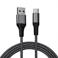 USB-A Typ-C 3A Schnellladekabel 2m Nylon-Ummantelung für Mobiltelefone & Powerbanks