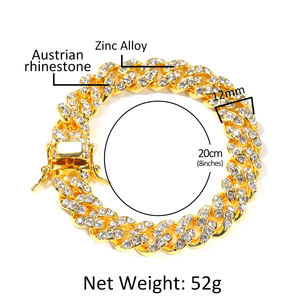Chuwi — Bracelet à mailles cubaines 12mm, bijoux en alliage de Zinc, strass en alliage de Zinc, <span class=keywords><strong>Miami</strong></span>, unisexes pour hommes et femmes, bon marché - Product Image 5