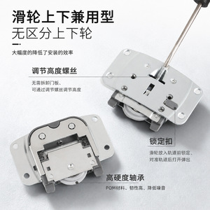 Sliding Door Roller Double Damper Track POM Material With Ball Bearing For <b>Wardrobe</b> <b>Hardware</b> - Product Image 2