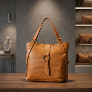 Genuine Leather Women's Tote <b>Bag</b> Classic Style Durable Soft Handle Multi-Function Brown - Product Image 4