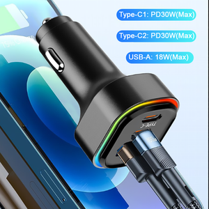 Chargeur de voiture universel portable 60W double port USB-C + C, charge rapide PD, adaptateur de voiture pour iPhone 13 12 11 Pro Max - Product Image 3