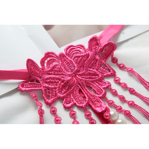 String sexy avec broderie, pompon, perles, dentelle ajourée, lingerie pour femmes, rose, bleu, rouge, noir, blanc, nylon - Product Image 3
