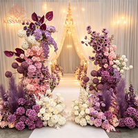 Ensemble de fleurs artificielles détachables en soie blanc, rose et violet, moderne et élégant, pour décoration d'arche de mariage, taille personnalisée, pour salon
