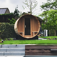 Sauna à baril en cèdre de 7 pieds pour jardin, à construire soi-même – Options chauffage au bois et électrique, sauna sec moderne pour 2 personnes avec chauffage 6KW