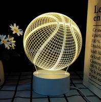 Lampe de nuit créative en 3D de badminton, lumière visuelle, lampe de table tactile USB, lampe de nuit, lampe de chambre à coucher, cadeau pour enfant