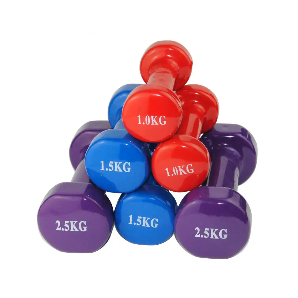 Ev spor salonu özel kg lb renk 1-10kg yuvarlak kafa dambıl vinil/neopren dambıl