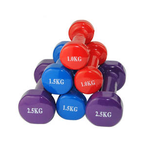 Salle de <span class=keywords><strong>sport</strong></span> à domicile personnalisé kg lb couleur 1-10kg tête ronde haltère vinyle/néoprène haltère - Product Image 1