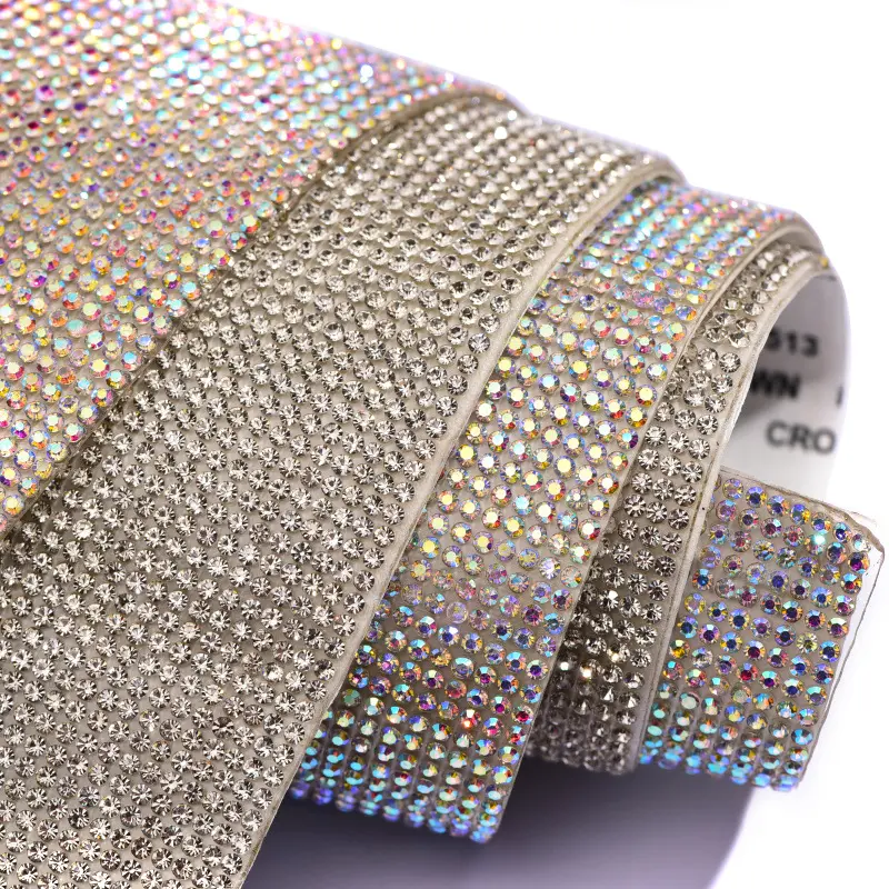 Pabrik Grosir Bling 24*40Cm Berlian Imitasi Mesh Kristal Ab Lembar Rhinestones