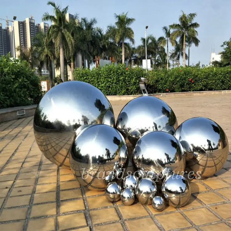 Metal Outdoor Statues Mirror Glossy Metal Ball Shape Large Outdoor Statues