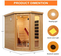 Sauna Sudut Dalam Ruangan Satu Orang yang Dapat Disesuaikan, Terbuat dari Kayu Hemlock Kanada dengan Kursi Santai dan Inframerah