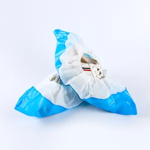 Vlies Kunststoff pp pe blau Schutz Schuh überzüge cpe wasserdichte medizinische Anti-Rutsch-Einweg-Schuh überzug für Krankenhaus