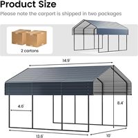 Cochera Metálica Resistente de 10'x15', Garaje Exterior para Autos con Estructura Reforzada, Techo Galvanizado para Autos y Barcos