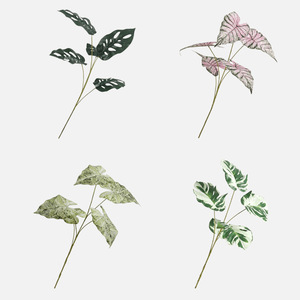 Bouquet de feuilles artificielles de Monstera et de Taro Dream Castle, 30cm-100cm, en caoutchouc PU souple, pour la décoration de jardin intérieur - Product Image 1