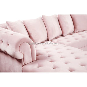 <span class=keywords><strong>โซฟา</strong></span>เชิสเตอร์ฟิลด์รูปตัวยู winforce หรูหราออกแบบเฟอร์นิเจอร์หนังสีชมพูและสีขาว - Product Image 2