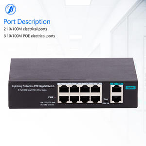 شبكة Huayu 8-1.2 96 وات مزود طاقة 10/Mbps إيثرنت 8 POE + 2 10/M منافذ كهربائية IEEE802.3u - Product Image 1