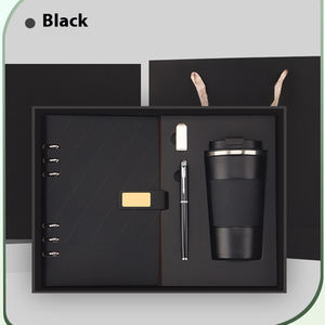 Promosyon iş lüks günlüğü şişe seti özelleştirilebilir PU deri A5 O Ring kalem termal kupa ve USB ile ciltli defter hediye seti - Product Image 4