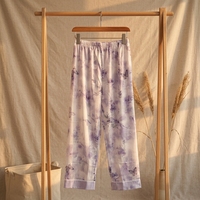 Ensemble de pyjama imprimé pour femmes, vêtements de nuit doux et respirants, tissés, avec boutons sur le devant, taille élastique, combinaison longue pour la détente