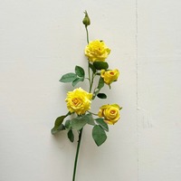 Fleurs artificielles au toucher réaliste et effet hydratant, roses à 5 têtes, fleurs à longues tiges, décoration pour la maison et les mariages