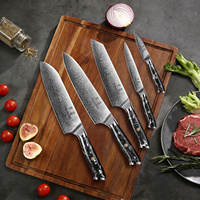 Couteau de cuisine professionnel en acier Damas VG10, couteau de chef Santoku et couteau à découper avec manche en turquoise noir, style japonais