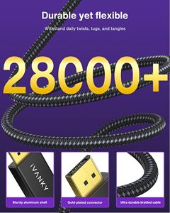 <span class=keywords><strong>Cable</strong></span> DP a DP de 8K para 1.4, 32.4Gbps, Ultra Alta Velocidad, Chapado en Oro 24K, con Revestimiento de PVC, para Monitor de Juegos y PC - Product Image 5