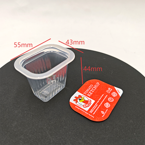 Envases Cuadrados Transparentes de Plástico de 25ml, 30ml y 40ml <span class=keywords><strong>con</strong></span> Tapa de Aluminio para Salsas, Vasos de Plástico para Salsa de Tomate y <span class=keywords><strong>Ketchup</strong></span> - Product Image 4