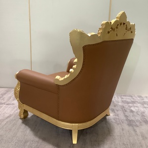 <span class=keywords><strong>Fauteuil</strong></span> de style <span class=keywords><strong>baroque</strong></span>, <span class=keywords><strong>fauteuil</strong></span> d'appoint en bois de bouleau massif, cuir marron, <span class=keywords><strong>fauteuil</strong></span> capitonné avec coussin floral pour villa de luxe - Product Image 2