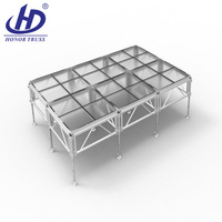 Scène de danse portable pour mariage, montage facile, directement de l'usine, avec matériau en alliage d'aluminium et verre transparent