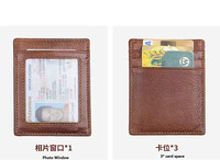 Dompet Kartu Pria Kulit Asli Anti-RFID, Model Pendek, Motif Benang, Lapisan PVC, Minimalis Tipis, Diskon Besar