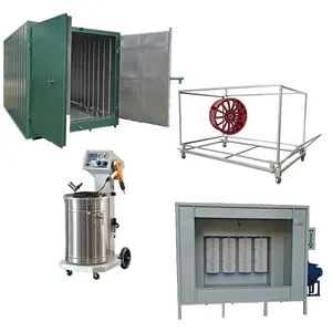 Ailin China factory price CE manual powder coating system powder coating gun spray booth curing oven set for car wheel